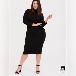 TORRID | Black Jersey Turtleneck Bodycon Midi Dress Size 2X